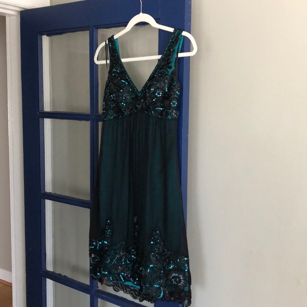 Sue Wong Silk Beaded Mini Dress